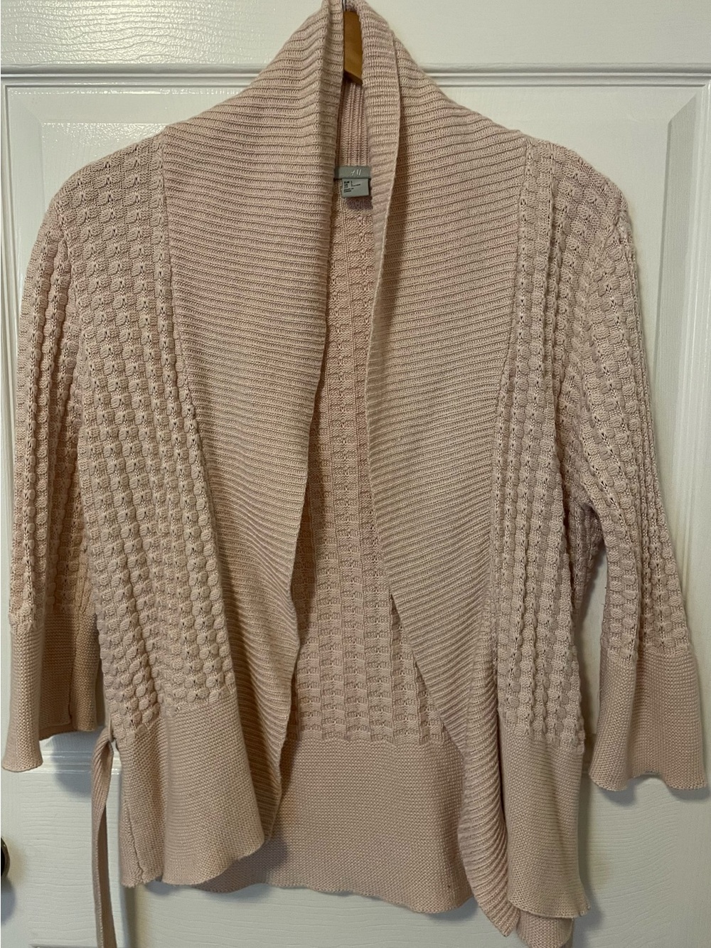 H&M Knit Belted Cardigan in Light Pink Size Large